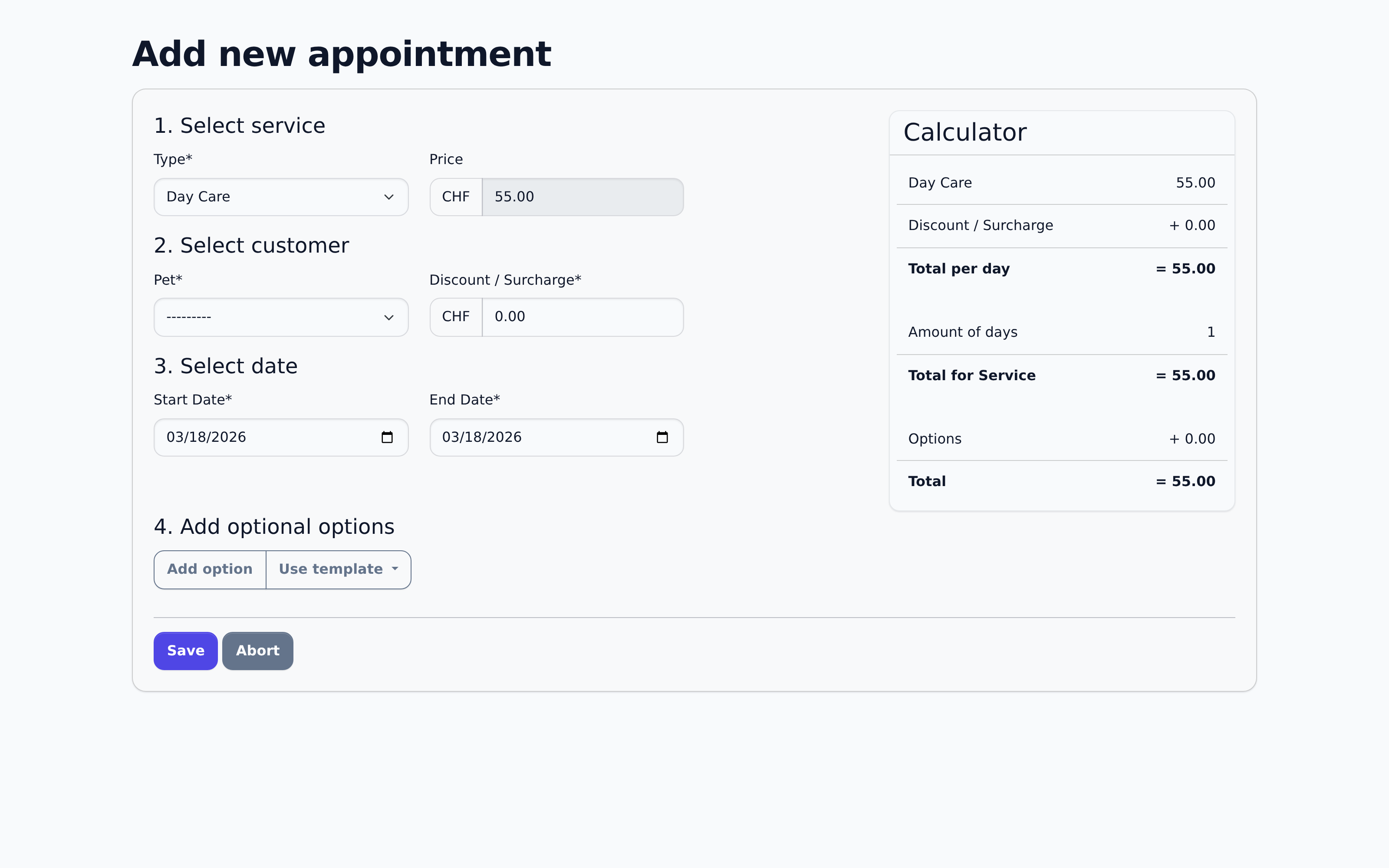 Appointment with options