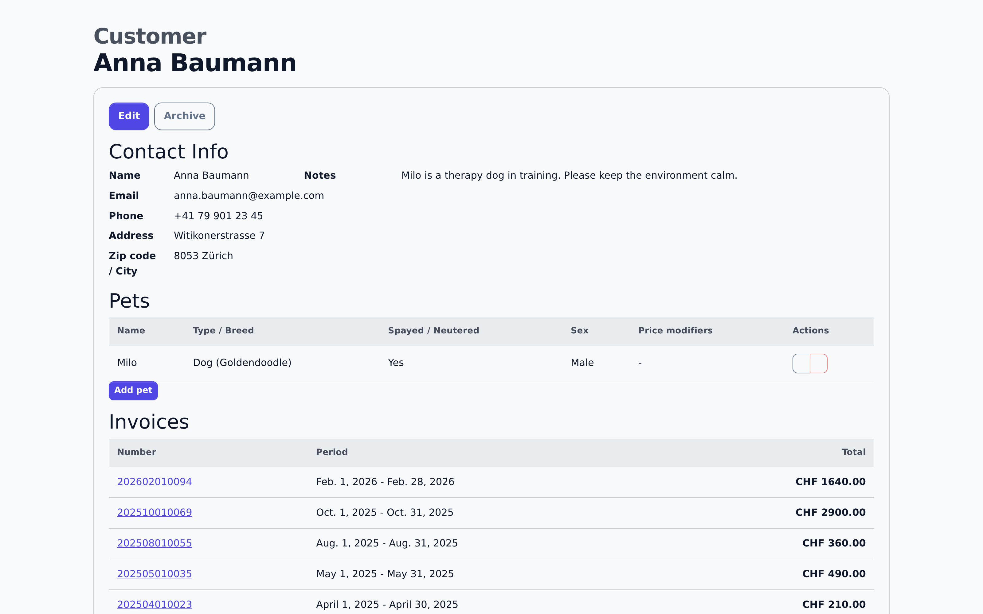 Client history at a glance